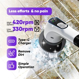 Electric Spin Scrubber, Shower Scrubber, 3000mAh Electric Scrubber for Cleaning Bathroom, Spin Brush Cleaning Bathroom, Shower Cleaner Brush Electric + 1 Hanger Wall + 3 Crevice Cleaning Tool.
