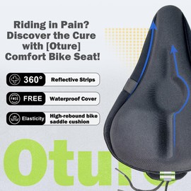 Oture Coprisella bici Imbottito Saddle Cover, Ultra Light Soft Gel Seat Padding, Non-Slip Bicycle Saddle with Suspension, Comfortable Breathable Saddle Protector for Riders, 29 x 19.5 cm