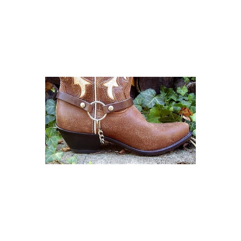 Dangerous Threads Biker Boot Chains Brown Topgrain Cowhide Leather Harness