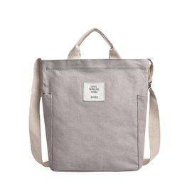 Women’s Canvas Tote Back, Solid Color Shoulder Bag, 2 Way, Diagonal Carry, A4 Size, Lightweight, Large Capacity, for Commute or School - -