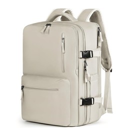 RAINSMORE Travel Backpack with Shoe Pouch 15.6 Inch Flight Approved Carry On Backpack - Color: White