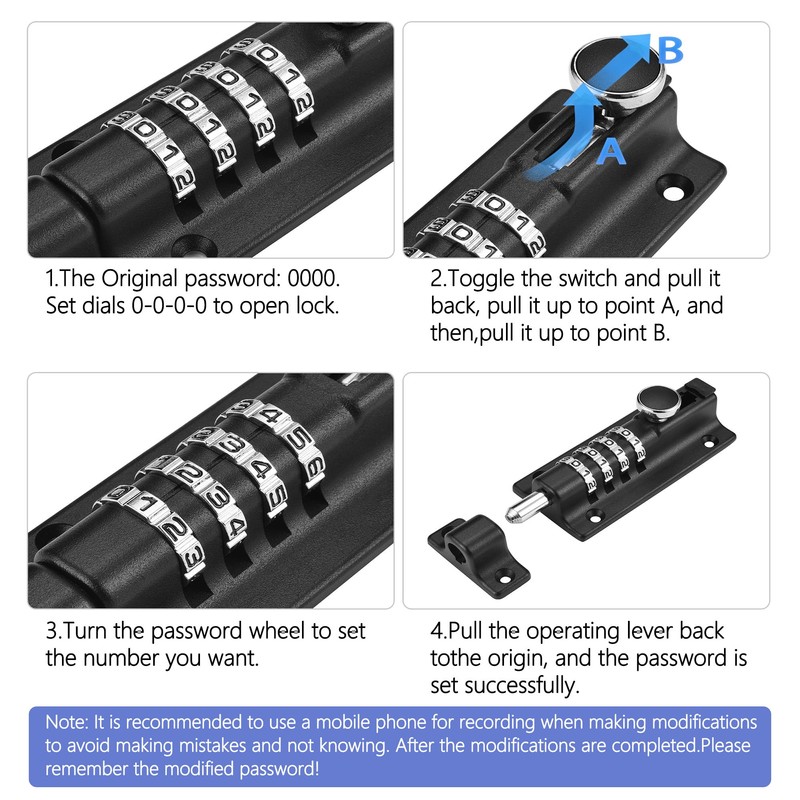 Kitmose 2 Pack Black Combination Lock, Rust Resistant, 4 Digit