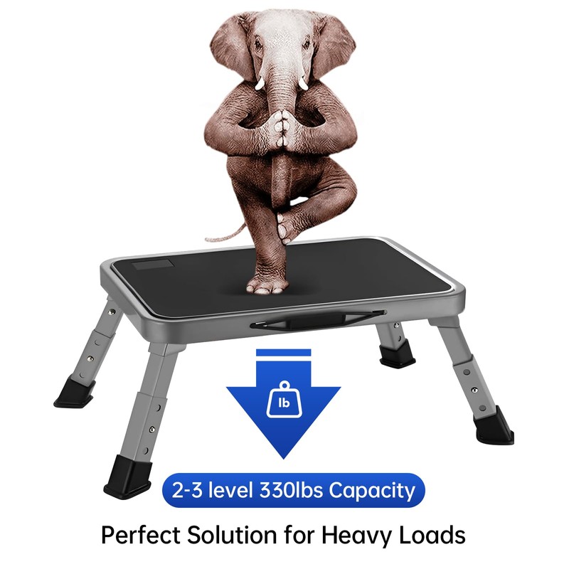 RV Step Stool Foldable 1-Step Ladder Sturdy Metal Stable Step