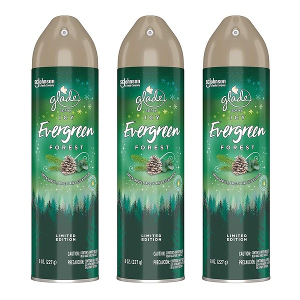 Glade Air Freshener Spray - Limited Edition - ICY Evergreen Forest - Net Wt. 8 OZ (227 g) Per Can - Pack of 3 Cans3