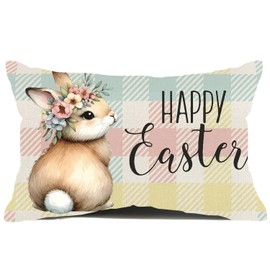 YIRHYZC Easter Pillow Covers 12x20, Bunny Decorative Throw Pillow Covers, Easter Outdoor Pillow Cases, Rabbit Couch Pillows, Spring Lumbar Pillow Covers for Sofa Couch Chairs Bench