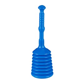 Relaxdays Plunger with Plunger HD: 49 x 15.5 cm, Drain Tamper Blockage, Toilet, Sink & Shower, Plastic, Blue