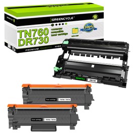greencycle TN760 TN730 Toner Cartridge and DR730 Drum Unit Replacement Compatible for Brother HL-L2395DW HL-L2390DW HL-L2370DW MFC-L2750DW MFC-L2710DW Printer (2 Toner, 1 Drum)