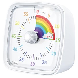 Timer, Yunbaoit Timer Study-60 Minute Visual Timer for Kids and Adults,Use for Home, Kitchen, School and Workplace (White Rainbow)
