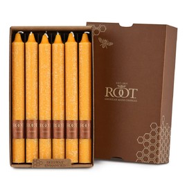 Root Candles Unscented Dinner Candles Premium Beeswax Blend Boxed Candle Set, 9-Inch, Butterscotch, 12-Count