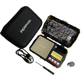 Pocket Scale, Dual Powered, Precision Gram Scale with Zipper Case, Large Backlight Display, 200g x 0.01g, Digital Small Scale, Calibration Weight, 6 Weighing Units, USB Cable Included