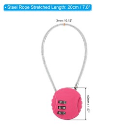 PATIKIL Combination Lock 8 Inch, 3 Digit Outdoor Waterproof Code Padlock with Wire Rope for Luggage Gym Locker Fence Toolbox Backpack, Pink