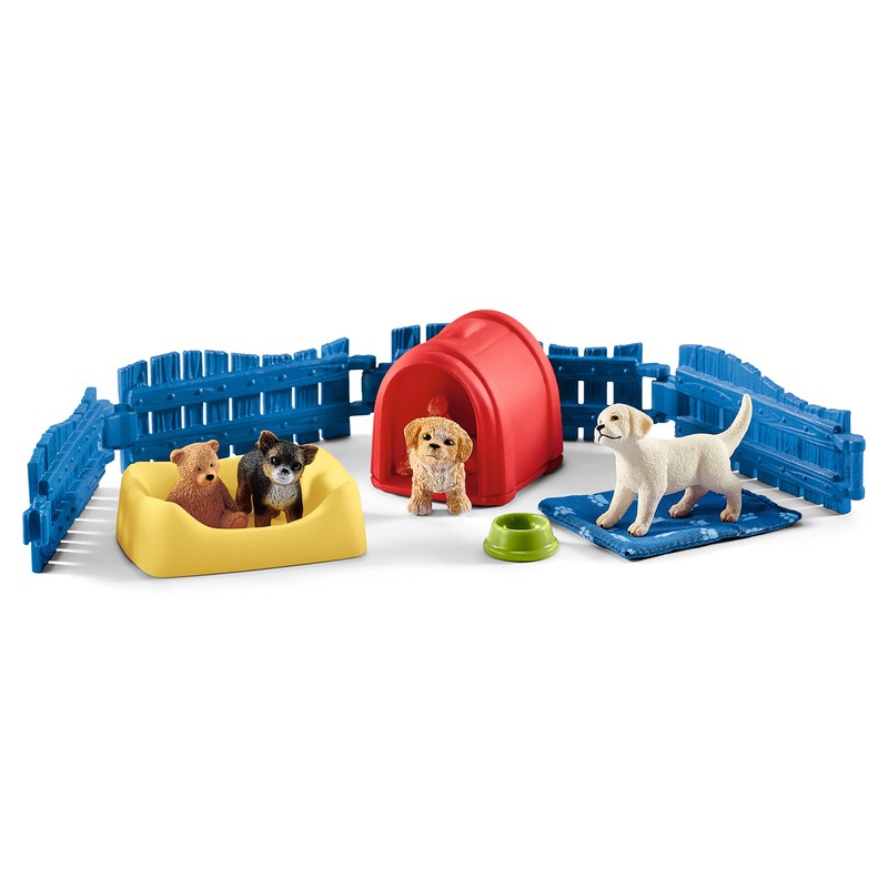 Schleich Farm World Puppy Pen 13-piece Educational Playset for Kids