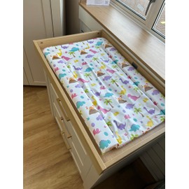 Callowesse Baby Changing Mat 76x45cm. Waterproof, Wipe Clean, Raised Edges, Portable and Foldable – Colourful Dinos