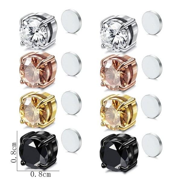 Airokiy 4 Pairs of Magnetic Stainless Steel Clip-On Earrings Women's