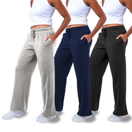Common Stitch 3 Pack Sweatpants Women, Straight Leg Womens Sweatpants, Workout - Yoga Pants with Pockets (Available in Plus)