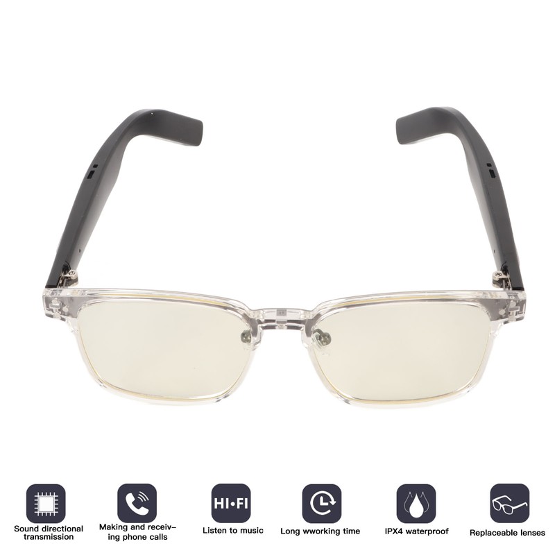 Bluetooth5.3 Smart Glasses Blue Light Blocking IPX4 Waterproof Handsfree Calling