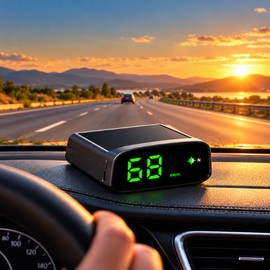 Solar GPS Head-Up Display Car Speedometer with GPS + BeiDou Dual-System Positioning – Digital Vehicle Speed Display with Intelligent Light Sensing