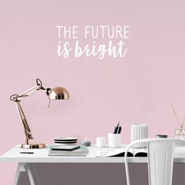 Vinyl Wall Art Decal - The Future is Bright - 10" x 22" - Trendy Good Vibes Motivational Optimistic Quote Sticker for Bedroom Kids Room Living Room Playroom Office Classroom Decor (White)