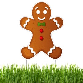 Rogue River Tactical Gingerbread Man Merry Christmas Classic Yard Sign for Home Decor and Lawn Decoration With Stakes - Happy Holidays, XMAS, Santa Claus