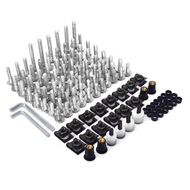 AnXin Motorcycle Fairing Bolt Kit 116pcs Motorcycle Bodywork Screws Windscreen Bolts Nuts Kit CNC Universal for GSXR 600 GSXR 750 CBR300R CR500R CR500F R3 R7 ZX6R Z400 Z650 Z900 SV650 GSX8S Silver