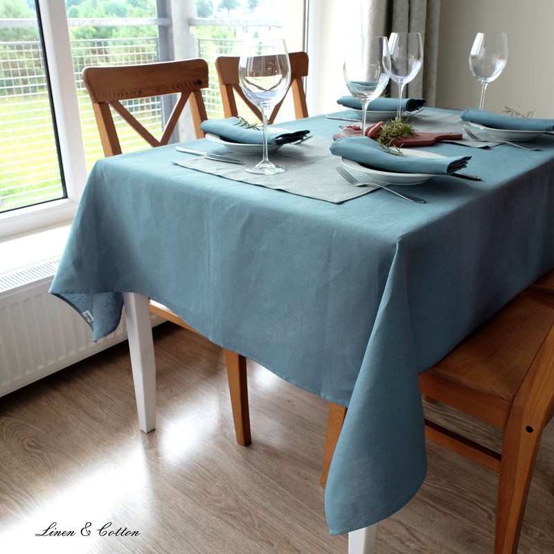 Linen & Cotton Caerula Tablecloth Fabric Table Linen - 100%