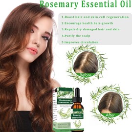 Aceite Esencial de Romero para Cabello 100% Puro Orgánico para el Cuidado de la Piel , Cejas, Pestañas, Barba - Nutre el cuero cabelludo