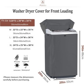 MBOOM Portable Top Load Washer Dryer Cover, Waterproof Full-Automatic, Wheel Washing Machine Cover (S, Grey)