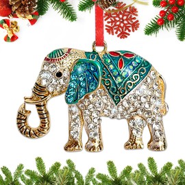 BIZIBAFF Elephant Christmas Ornament 2025 - Metal Teal Elephant Ornament for Christmas Tree Decoration Gifts for Kids Women Men Girl Boys Animal Lovers Gifts