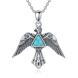 BETHZA Turquoise Thunderbird Necklace 925 Sterling Silver Genuine Turquoise Gemstone Southwestern Thunderbird Pendant Western Jewelry Gifts for Women
