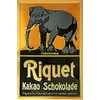 Tin Sign with Retro 'Riquet Elefant Leipzig Schokolade Kakao' Design [German Language]