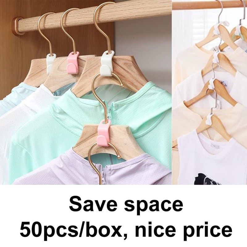otylzto 50PCS(or100) Hanger Hooks for Plastic Clips Clothes Space Saving
