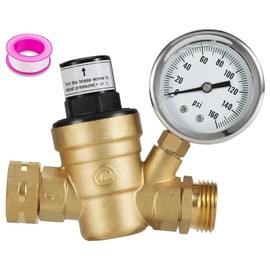 RV Water Pressure Regulator,Water Pressure Regulator for RV Camper Adjustable,RV Water Pressure Regulator with Gauge 160psi,Adjustable Water Pressure Regulator for RV Camper Travel Trailer