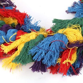 Litewood Bird Chew Shredding Swing Toy Colorful Cotton Preening Grooming Rope Ring Colorful Hanging Swing Cage Accessories for African Grey Cockatoos Conure Parakeet Quaker