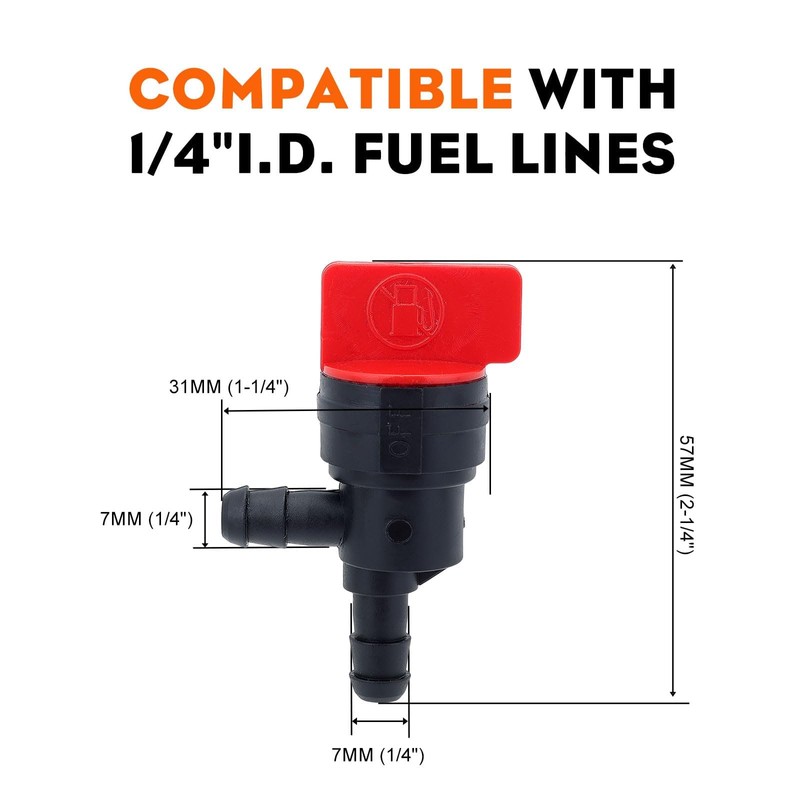 HIPA (Pack of 2) 1/4" 90 Degree Fuel Shut Off