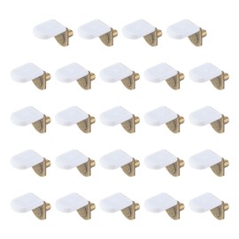 HARFINGTON 24pcs Shelf Support Peg 5mm/0.2" with Rubber Sleeve Steel Bracket Pegs with Pin Shelf Peg Shelf Clips for Furniture Bookcase Wardrobe Kitchen Cupboard, Bronze/White