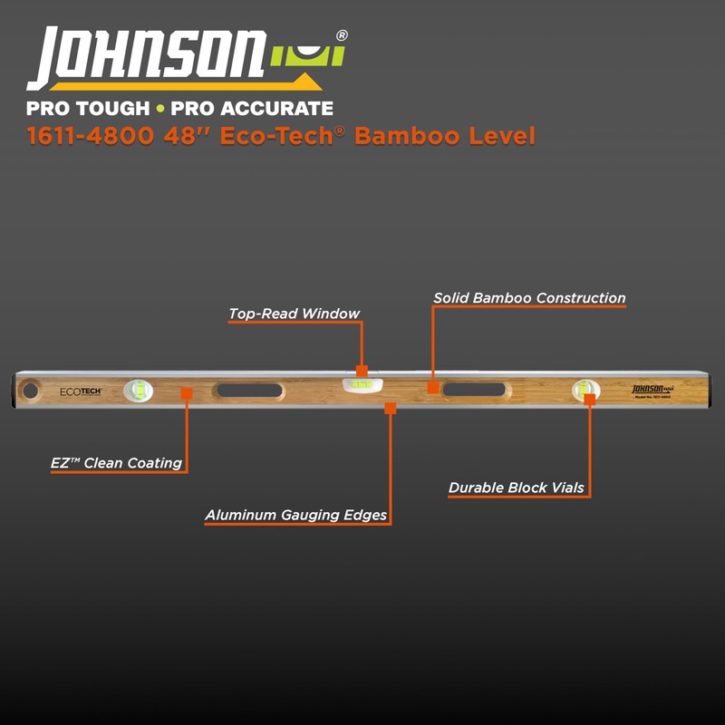 Johnson Level & Tool 48-in Bamboo Level,1611-4800, Black
