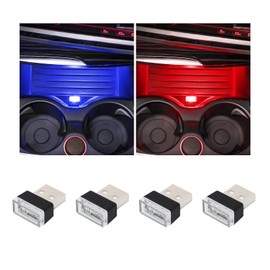 Ohleats 4PCS USB LED Car Interior Atmosphere Lamp, Mini Portable Auto Ambient Lighting Kit Charging with Plug-in USB, Car Accessories for Vehicle Night Lighting & Decoration (Blue+Red)