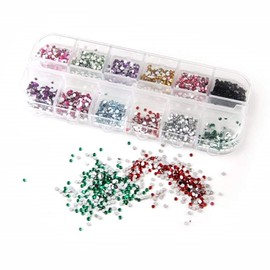 Nail Rhinestones - Nail Art - Decorative Appliques with UV Acrylic Gel - Pack of 3600 Glitter - 1.5 mm - 12 Colours - Christmas and Birthday Gift Idea