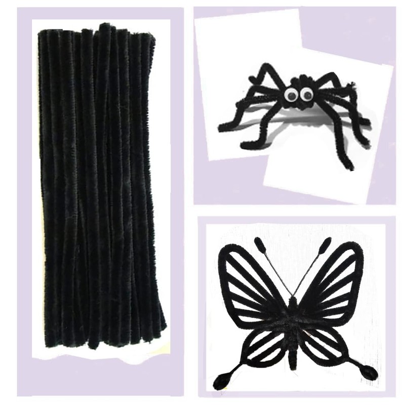 100 Pcs Black Pipe Cleaners Chenille Stem for DIY Crafts,Arts,Wedding,Home,Party,Holiday