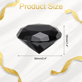 sourcing map Clear Crystal Diamond Paperweight, 60mm(2.4") Artificial Diamond Sparkling Crystal Jewelry Gems Paperweight Decoration for Birthday Gift Parties Wedding Home(Black)