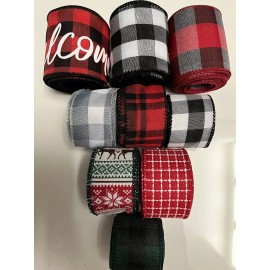 Berwick Offray, Celebrate It, Place & Time, RG rib Lot 9 Wired Ribbon 4 Yds Ea Merry Christmas Buffalo Ck Reindeer 2.5 & 1.5” New