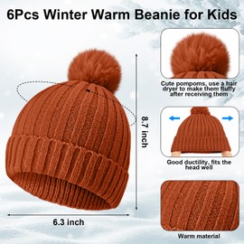 JaGely 18 Pcs Kids Winter Hat Gloves Scarf Set Kids Knit Beanie Pom Hat Full Fingers Gloves Tassel Scarves(Dark Color)