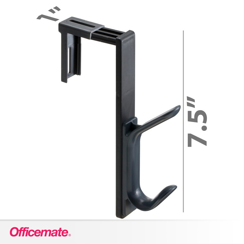 Officemate Double Coat Hooks for Cubicle Panels, Adjustable 1.25-3.5 Inch,