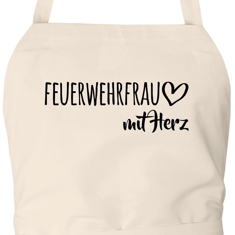 Huuraa Apron Fireman Woman with Heart Gift Cotton Fireman Gift