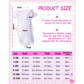 4 Pieces Sublimation Baby Blank Bodysuits White Short Sleeve Bodysuits for Baby girls Ruffle Jumpsuit Fabric and Polyester (6-9 Months)