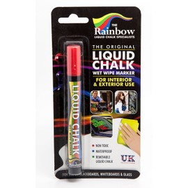 Rainbow Chalk Markers Liquid Chalk Marker Pen Red- 5mm Bullet Nib Wet Wipe Erasible Marker Pen. Rain Proof For Inertior And Exterior Use On Chalkboards Blackboards Menus