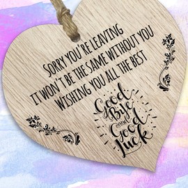 Sorry You're Leaving Hanging Wooden Heart Sign Plaque Work Colleague Leaving Gifts - Light Wood Hearts Signs, Work Gifts, Leaving Decorations, Christmas Secret Santa Gift, Leaving Present Ideas