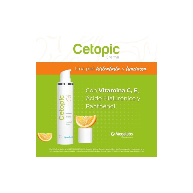 Cetopic Crema Vitamina Ácido Hialuronico Panthenol Antiedad Antioxidantes Antimanchas Manchas