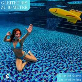 Khroom Torpedo Pool Toy | Holiday Must Have | Rocket Glides 10 Metres Underwater | Underwater Pass Game Underwater Torpedo Diving Toy / Glider (Bee-Pedo)