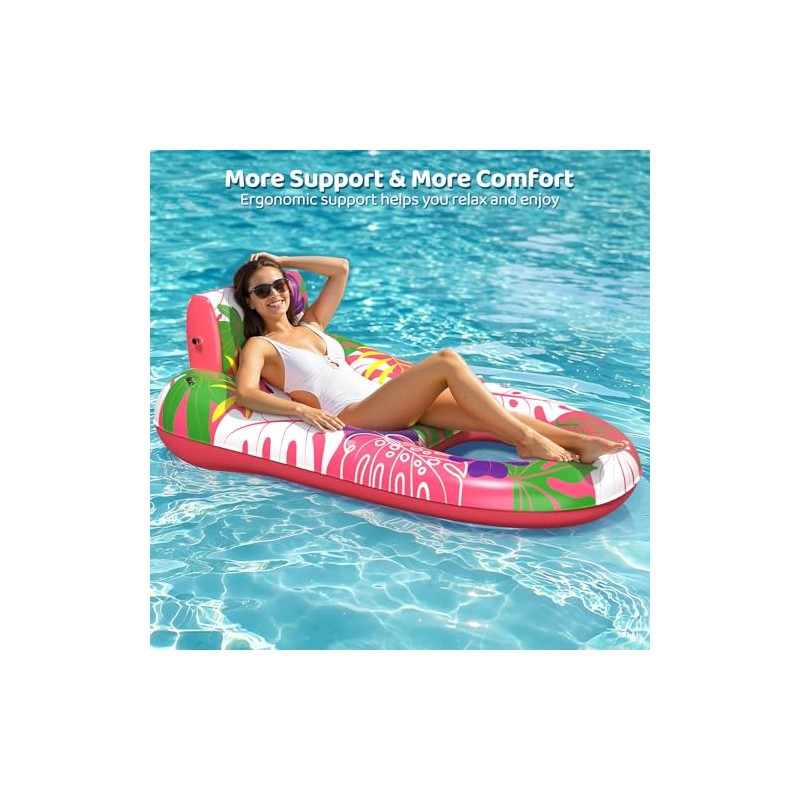 2 Pack Pool Floats Adult Heavy Duty, Inflatable Pool Lounger